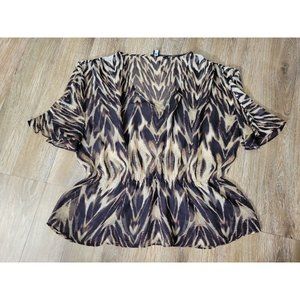 Saks Fifth Avenue Women S Sheer Zebra Print Dressy Top Flowy Sleeves